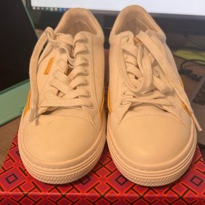 New Tory Burch Classic Court Curry Yellow Canvas sneakers